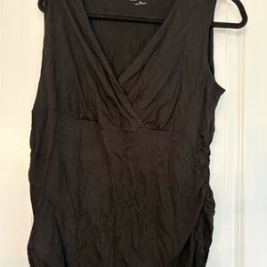 NEW Studio Works Women Medium Ruched Surplice Neck Sleeveless Black Tank Top